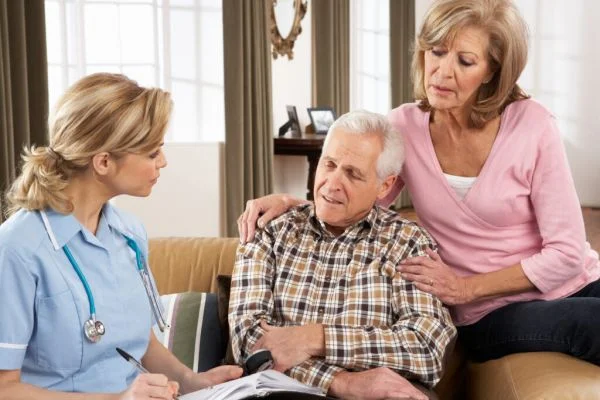 bigstock Senior Couple Talking To Healt 16858319 1024x683 min